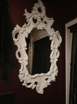 Large White Baroque Rococo Wall Mirror | Hollywood Regency Decor