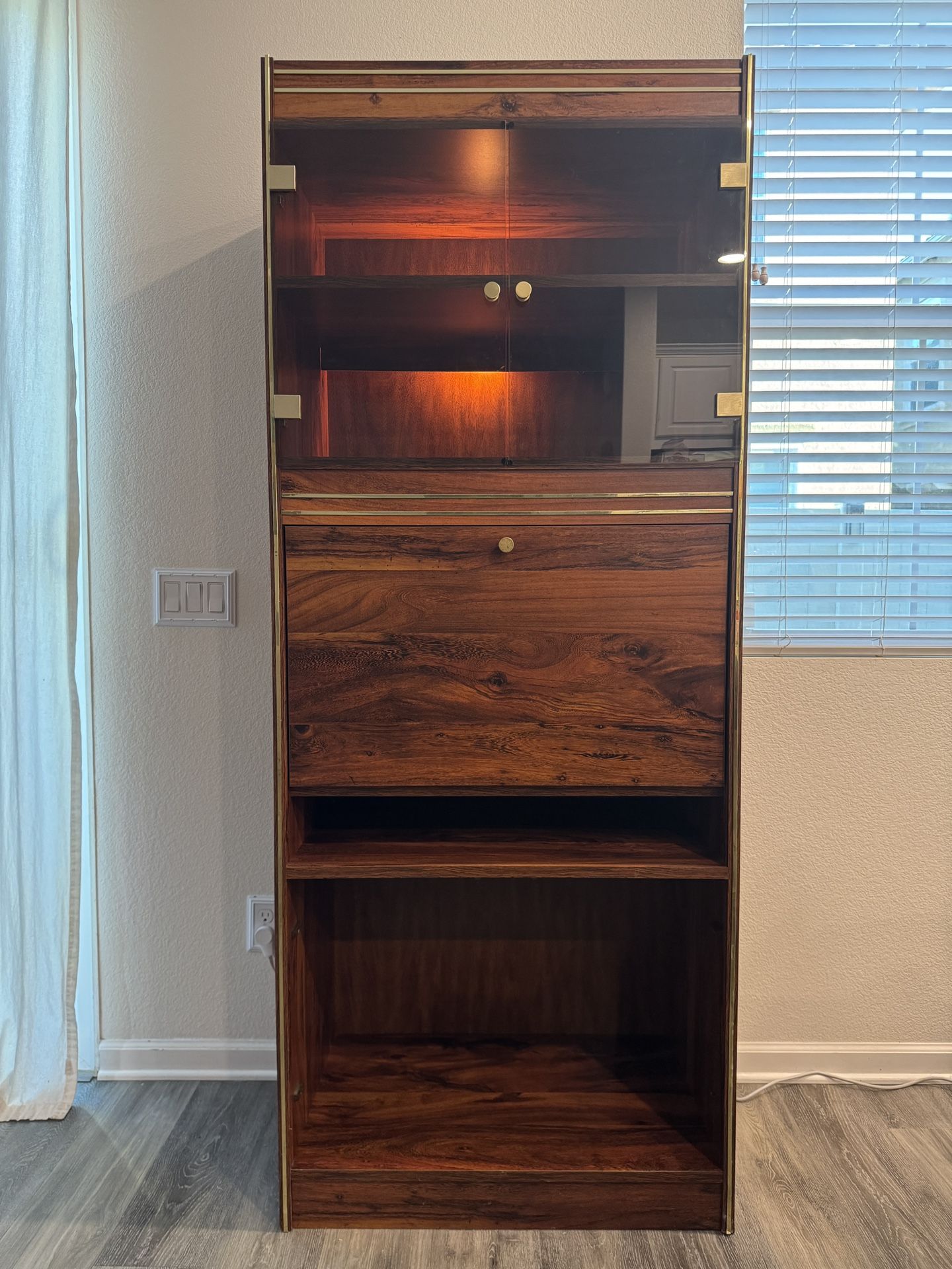 Mid-Century Modern Walnut & Glass Display Cabinet