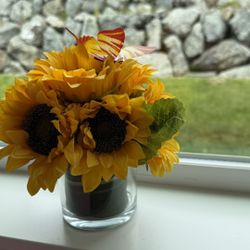 Small Artificial Sunflowers In Vase Small Fall Bouquet 