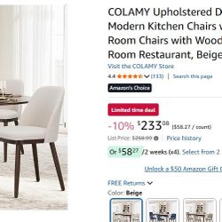 COLAMY Upholstered Dining Chairs Set of 4, Modern Kitchen Chairs with Back