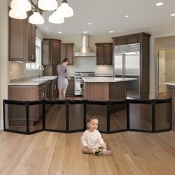  Extra Wide Baby Gate Playpen with Heat-Resistant Mesh,8 Panel Foldable Baby Fence,Indoor/Outdoor Safety Barrier,Dog Playpen & Fireplace Gate