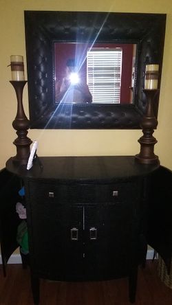 Bar set with mirror real leather