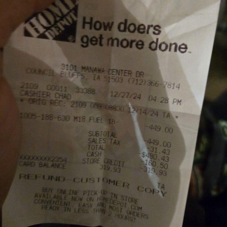 Home Depot Merchandise Card