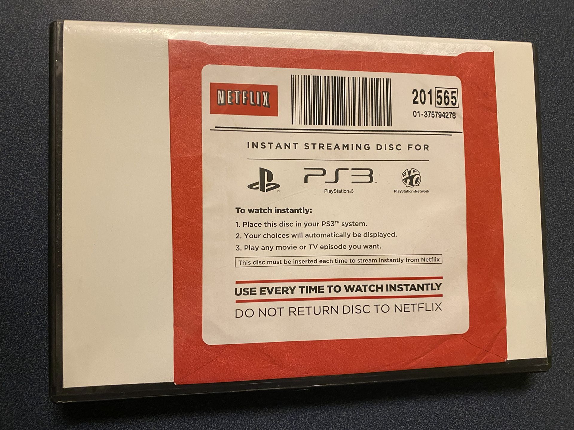 Netflix Instant Streaming Disc for Playstation 3 PS3 - mint