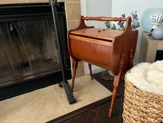 Vintage Mid-Century Sewing Cabinet / Sewing Box with Turned Legs