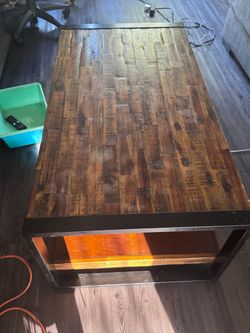 Industrial Wood and Metal Coffee Table