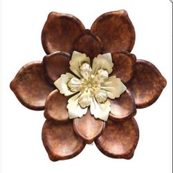 New! Metal Wall Decor Brown & Gold Flower - 12"x12"