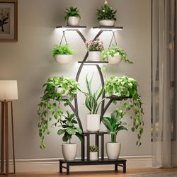 Plant Stand Indoor with Grow Lights - 7 Tiered Metal Corner Shelf for Multiple Plants, 63" Corner Plant