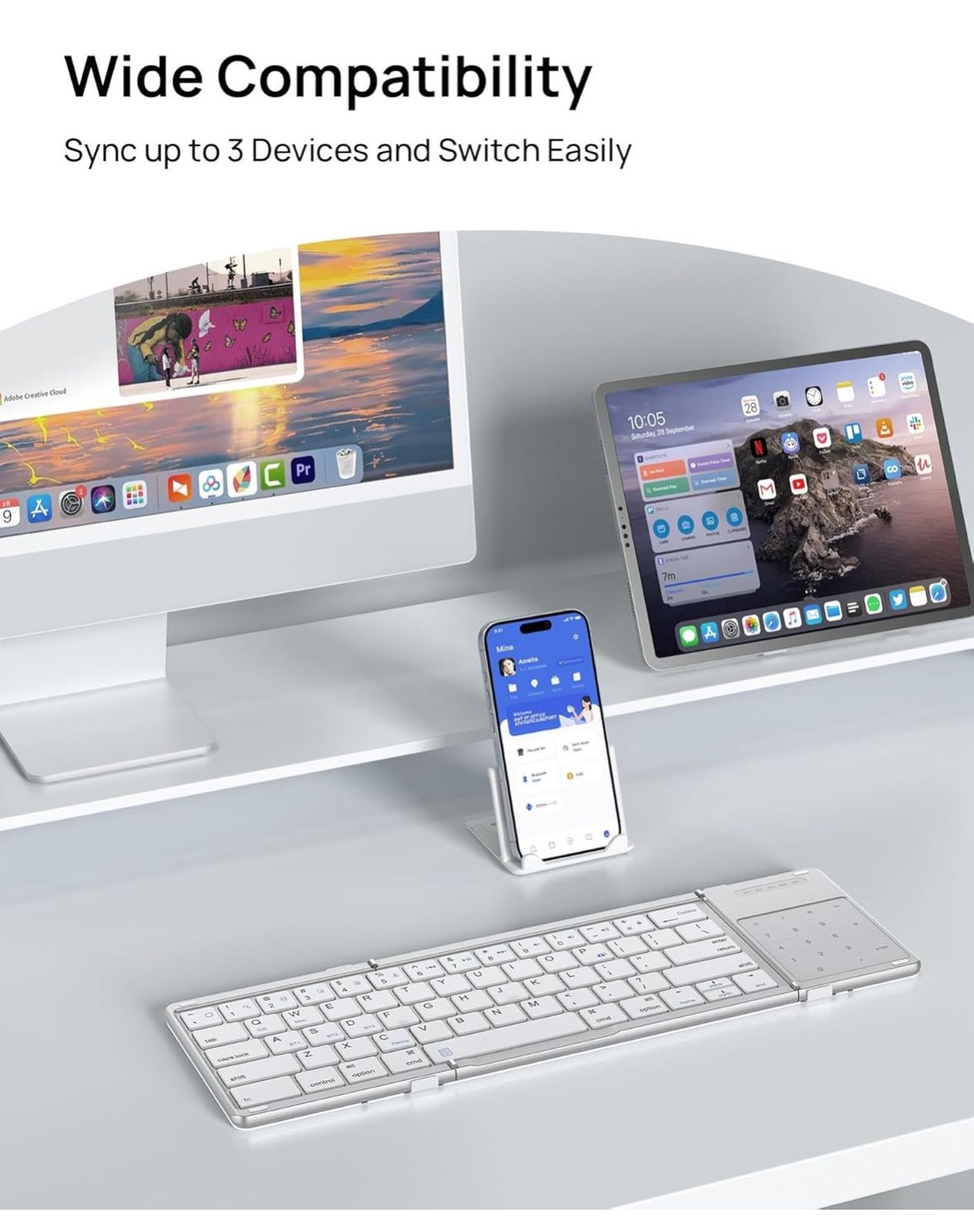I SODI Foldable Keyboard with Sensitive Touchpad