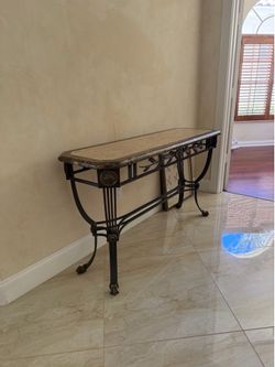 Marble-top and metal console table