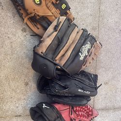 Set Of 4 Adult and Kids Baseball Glove 