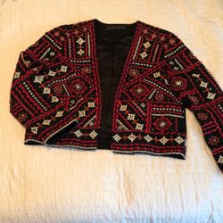  ZARA Women Ethnic Boho Embroidered Jacket