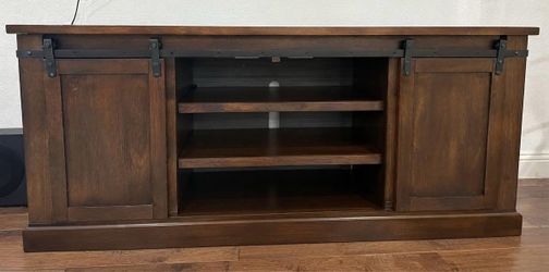 Rustic Barn Door Wood TV Stand Console