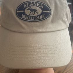 Denali National Paek Alaska Hat Beige Blue Embroidered Logo Adj