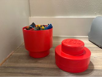 Red LEGO Block Storage   with Bricks, Specialty Pieces & Minifigures