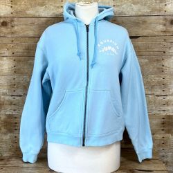 Aquarium of the Pacific Hoodie Womens Small Light Blue Zip Up Fleece Sweatshirt
