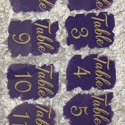 (12) Acrylic Table Number Signs 