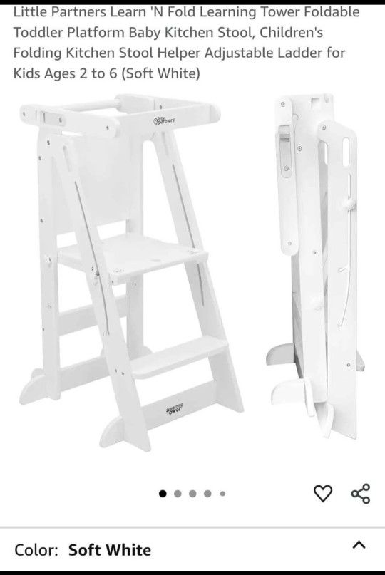 Little Partners Learn 'NFold Learning Tower Foldable Toddler Platform Baby Kitchen Stool, Children's Folding Kitchen StoolHelper Adjustable Ladder for
