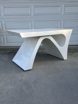 Modern 55" Rectangular White Writing Desk With Arched Base