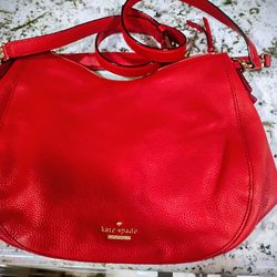 Designer Bags  Vintage Kate Spade New York Medium Tote Curry Red Leather