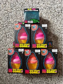 New Needoh Nee Doh Ice Cream ORANGE PINK Nice Ice Cube Glitter and Glow BLUE Squishy
