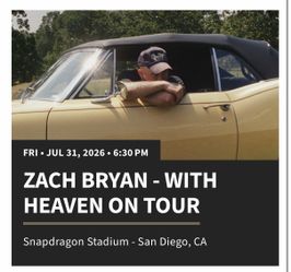 Zach Bryan fri July 31 San Diego $300