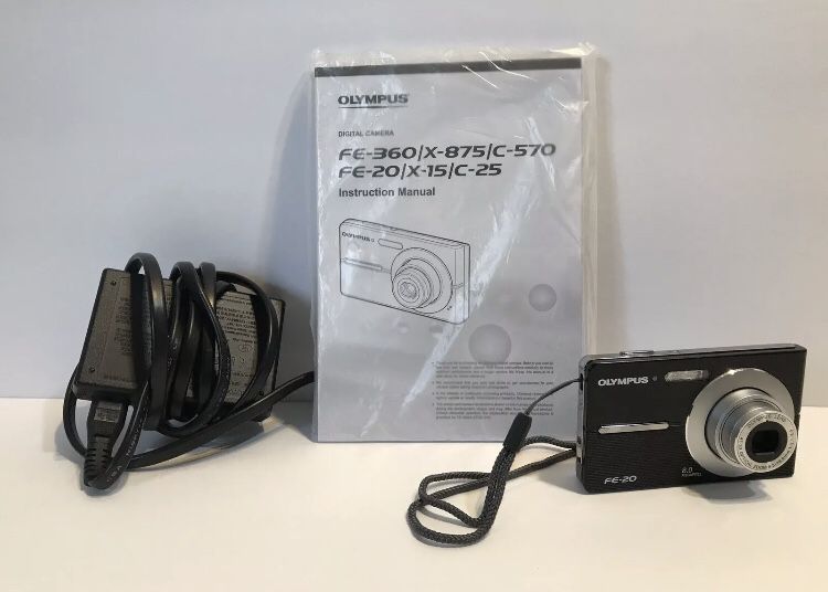 Olympus FE-20 8.0MP Digital Camera - Silver w/ Case, Manual, & Charger