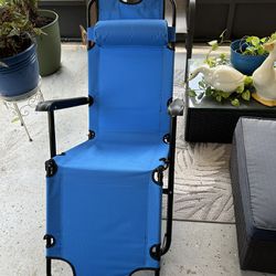 Blue Folding Chaise Chair
