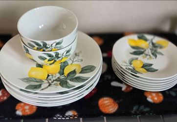 Cute Lemon Dinnerware Set – 14 Pieces (Plates & Bowls) kitchenwear Nice!