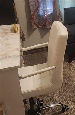 All white office desk with chair