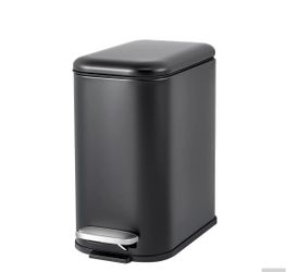 Bathroom Trash Can with Lid, 1.3 Gallon / 5 Liter Stainless Steel Garbage Can with Removable Liner Bucket, Small Step Wastebasket with Slim Design for