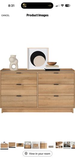 Simply Modern 6-Drawer Double Dresser for Bedroom