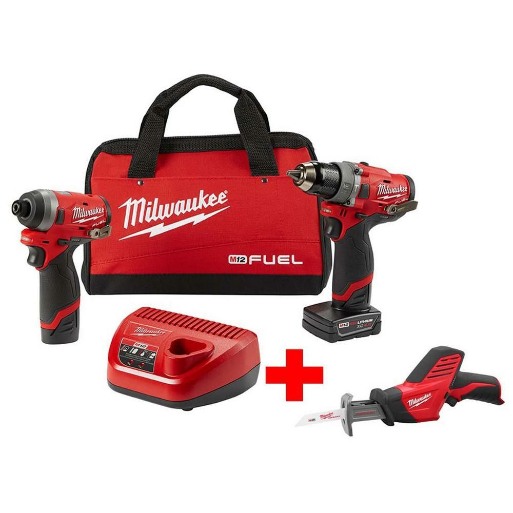 Milwaukee combo 3 PC's driver and impact and hacksaw charger and batteries
