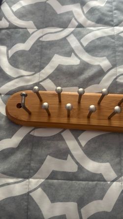 Bamboo Wall Hook Rack with Metal Pegs