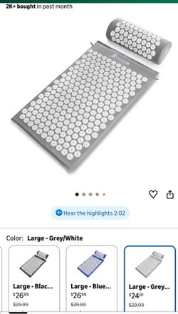 ProsourceFit Acupressure Mat and Pillow Set for Back/Neck Pain Relief and Muscle Relaxation