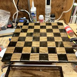 Oak Chessboard Hand Made. Very High Gloss And Durable For Years Of Use