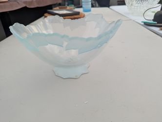 Vintage 1992 Signed Stephen Schlanser 'Chloe' Etched Art Glass Floral Bowl