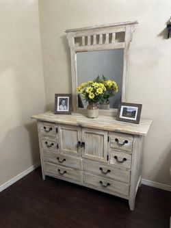 Rustic distressed Dresser with Mirror