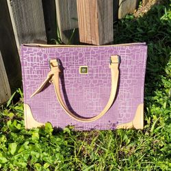 Purple Diane Von Furstenberg (DVF) Monogram Laptop Shoulder Tote