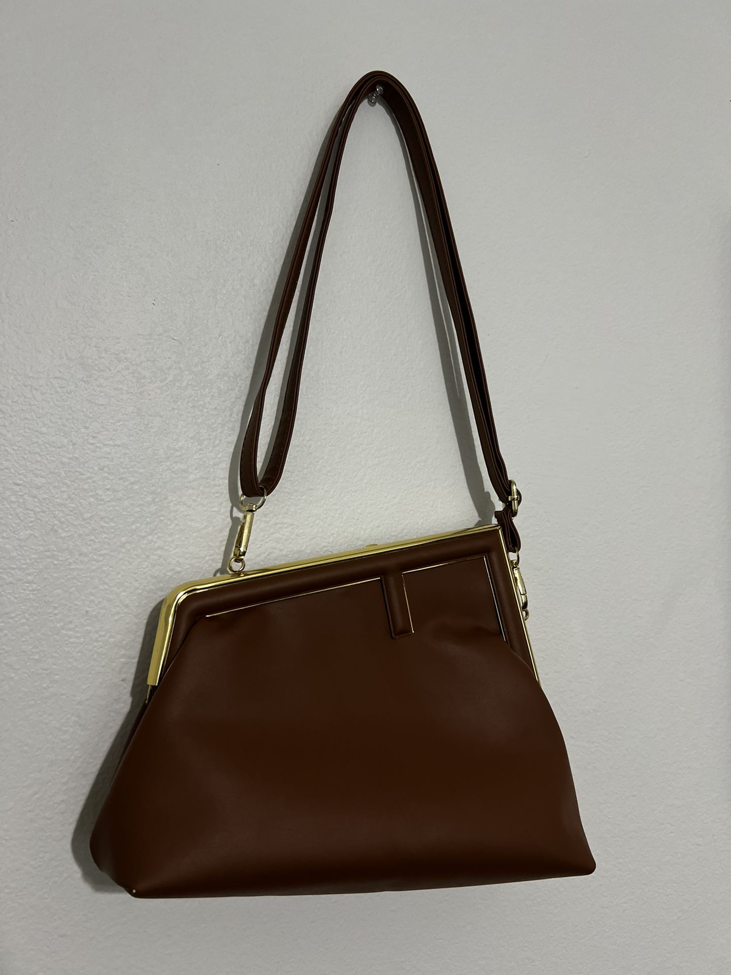 Authentic vintage Fendi gold Clasp Shoulder Bag