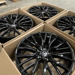19” NEW Lexus RX F-Sport Gloss Black Wheels Rims Squared Set 19x8 +35 (5x114.3) fits NX RX UX   Fits LEXUS IS300 IS250 IS350 IS200T RC200T RC350 RCF G