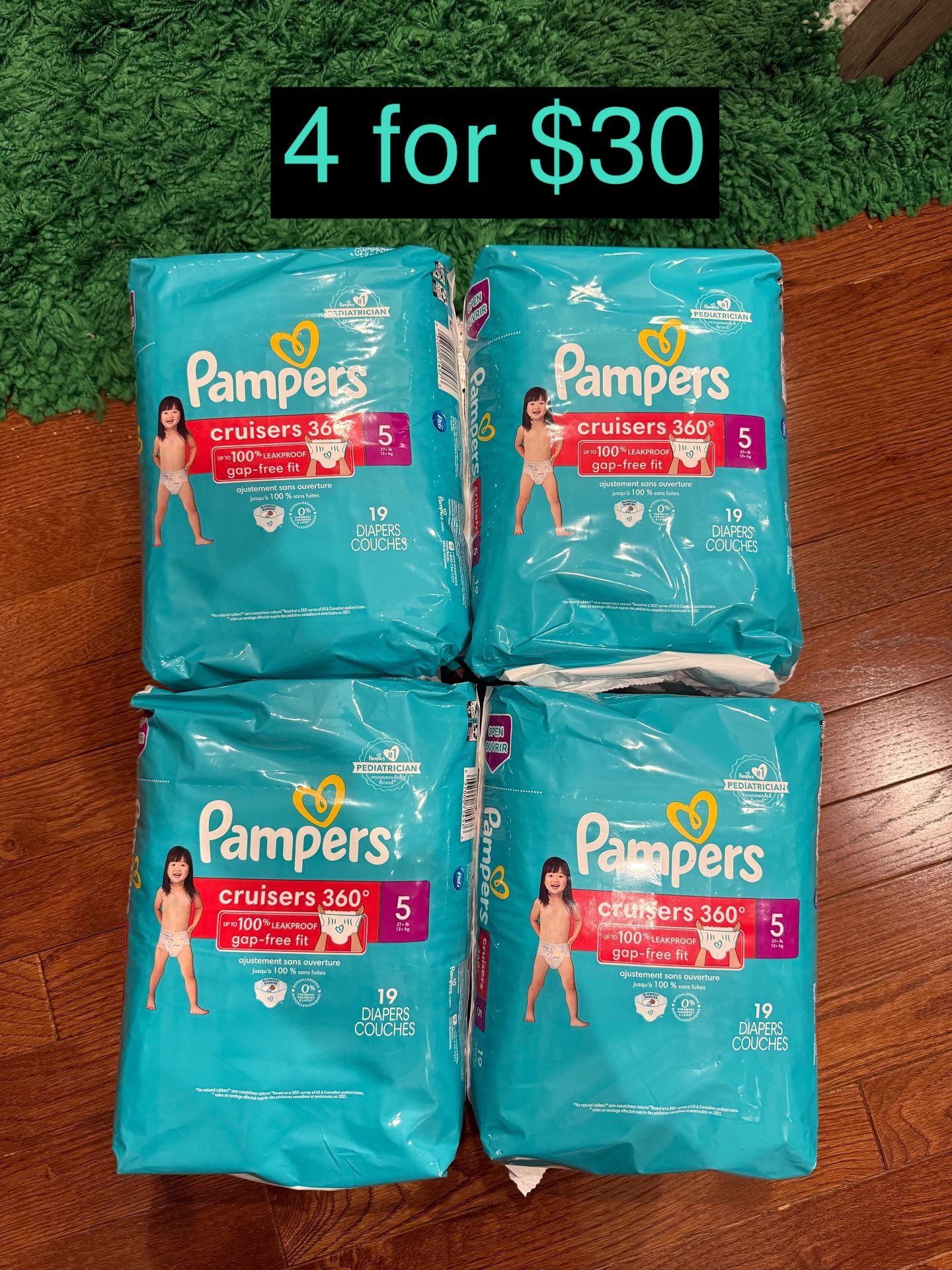 Pampers cruisers 360 size 5 4 for$30
