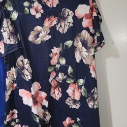  Womens Summer Tops Neck flower Pleated Flared Size large Blouse