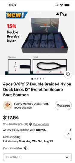 PREDATOR Double Braided Nylon Dock Lines for Secure Boat Pontoon