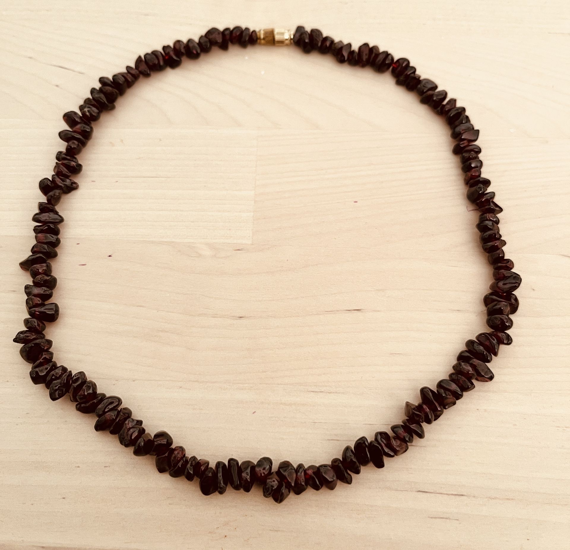 Vintage Handcrafted Dark Red Garnet Necklace 17”