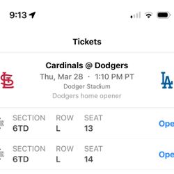 Dodgers Opening Day Tickets (FACE VALUE)