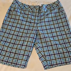 Puma Women's Blue Plaid Golf Shorts Size 10