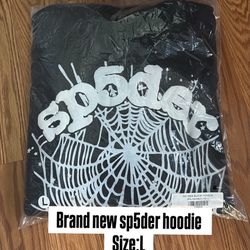 Black and white sp5der hoodie size L brand new