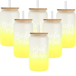 Bridesmaid Proposal Gift Set – 24 Pcs Bridal Party Favors for Maid of Honor & Bridesmaids – Clear Gift Bags with Tumbler, Heart Sunglasses, Bow Hair C