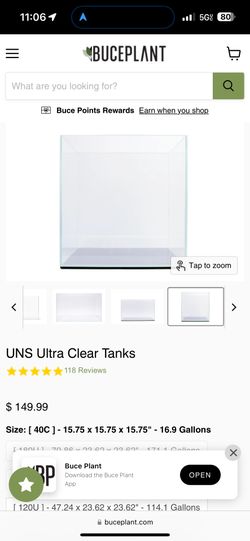UNS rimless Aquarium 15g Cube 40C Fish tank